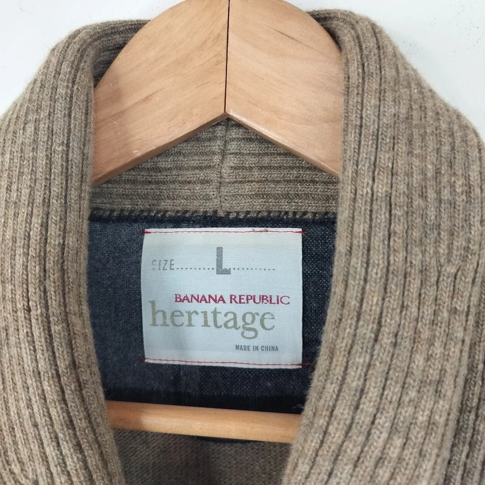 Banana Republic Heritage Merino Wool Sweater Large Mens Shawl Collar Classic